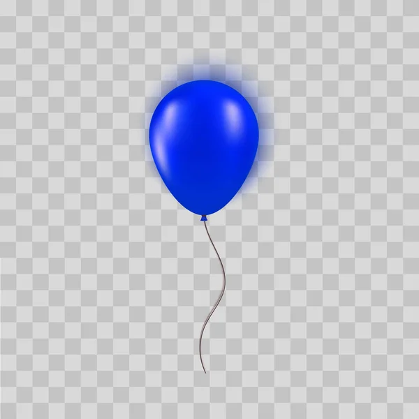 Palloncino blu realistico isolato su sfondo trasparente. Elemento di design per festa di compleanno, grande apertura o Big Sale concetto di biglietto di auguri. Illustrazione vettoriale . — Vettoriale Stock