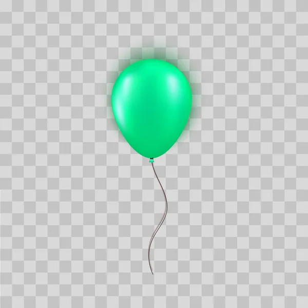 Realistische groene ballon geïsoleerd op transparante achtergrond. Ontwerpelement voor verjaardagsfeestje, Grand opening of grote verkoop wenskaart concept. Vector illustratie. — Stockvector