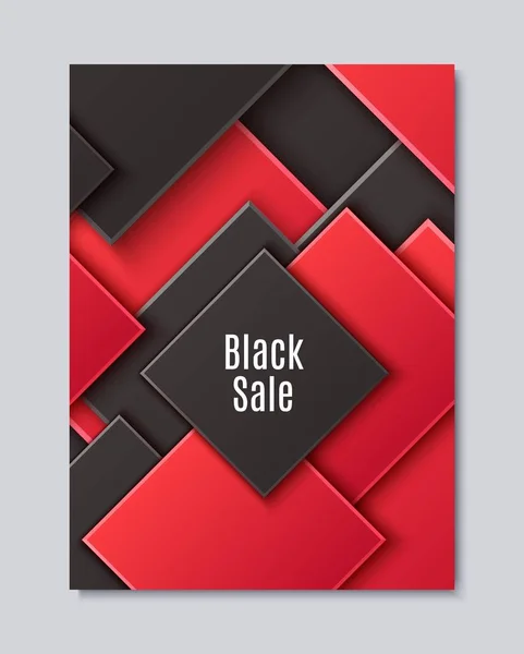 Fond abstrait avec losange en couches noires et rouges. Modèle géométrique vectoriel minimaliste de coupe de papier. Concept de design pour célébrer la carte du Black Friday, saison des ventes — Image vectorielle