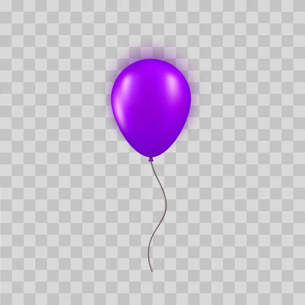 Realistische Violet ballon geïsoleerd op transparante achtergrond. Ontwerpelement voor verjaardagsfeestje, Grand opening of grote verkoop wenskaart concept. Vector illustratie. — Stockvector