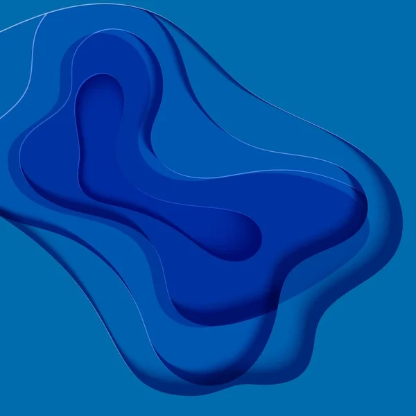 Folheto quadrado azul abstrato em estilo papel de corte. Cortar modelo de onda do mar para salvar os cartazes da Terra, Dia Mundial da Água, folhetos ecológicos. Ilustração do cartão de aplicação de água vetorial — Vetor de Stock