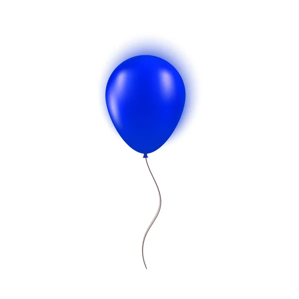 Gerçekçi mavi balon beyaz arka plan üzerinde izole. Doğum günü veya tatil kartı tebrik kartı konsepti için vektör öğesi. Vektör çizimi — Stok Vektör