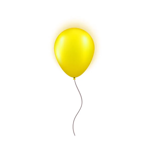 Realistische gelbe Ballon isoliert auf weißem Hintergrund. Design-Element für Geburtstagsfeier, große Eröffnung oder großes Sale-Grußkarten-Konzept. Vektorillustration — Stockvektor