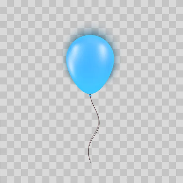 Realistische blauwe ballon geïsoleerd op transparante achtergrond. Ontwerpelement voor verjaardagsfeestje, Grand opening of grote verkoop wenskaart concept. Vector illustratie. — Stockvector