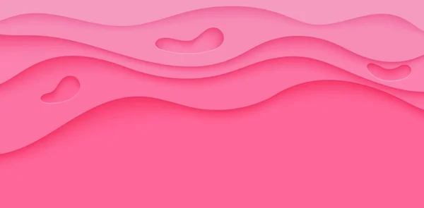 Рожеве абстрактне тло в стилі паперу. Шар паперової хвилі з отворами, що лежать на поверхні один одного. Делікатний fuchsia flyer на 8 березня, прапорець Всесвітнього дня раку молочної залози. Векторна карта. — стоковий вектор