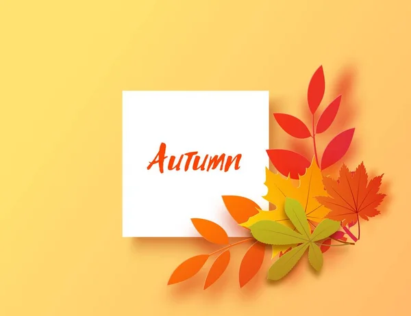 Banner de otoño en estilo de corte de papel. Ilustración de tarjeta vectorial — Vector de stock