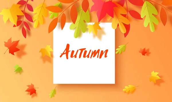 Banner de otoño en estilo de corte de papel. Ilustración de tarjeta vectorial — Vector de stock