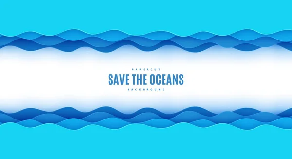 Bordo ondulato in stile taglio carta. Scheda vettoriale Giornata Mondiale degli Oceani 8 giugno — Vettoriale Stock