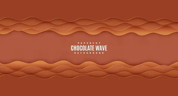 Borda ondulada cor chocolate camadas 3d papel de parede. Fundo vetorial com ondas marrons formas em estilo de corte de papel. Corte a partir de papelão criativo poster arte do papel, elementos de design moderno. — Vetor de Stock