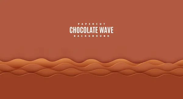 波の境界チョコレート色の層の3D壁紙。紙のカットスタイルで茶色の波の形を持つベクトル背景。段ボールの創造的なポスターアート、現代的なデザイン要素から切り取る. — ストックベクタ