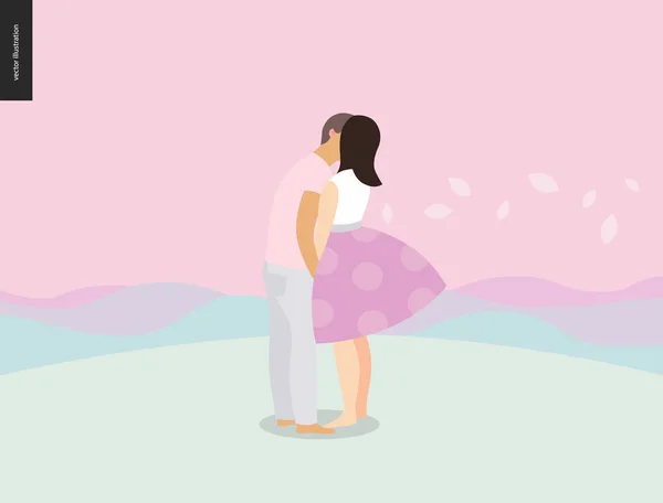 Embrasser composition scène — Image vectorielle