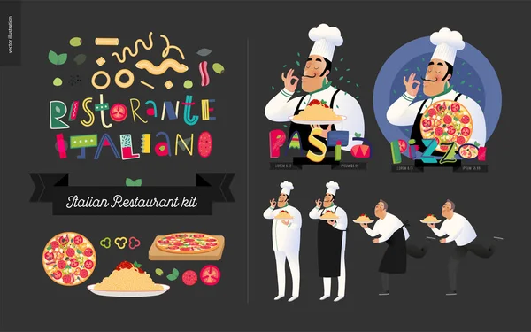 Ensemble restaurant italien — Image vectorielle