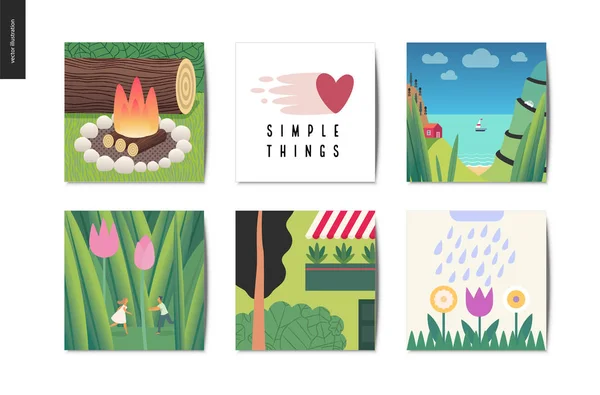 Des choses simples - des cartes postales — Image vectorielle