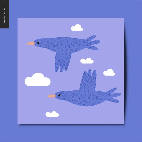 Eenvoudige dingen - vliegende vogels — Stockvector
