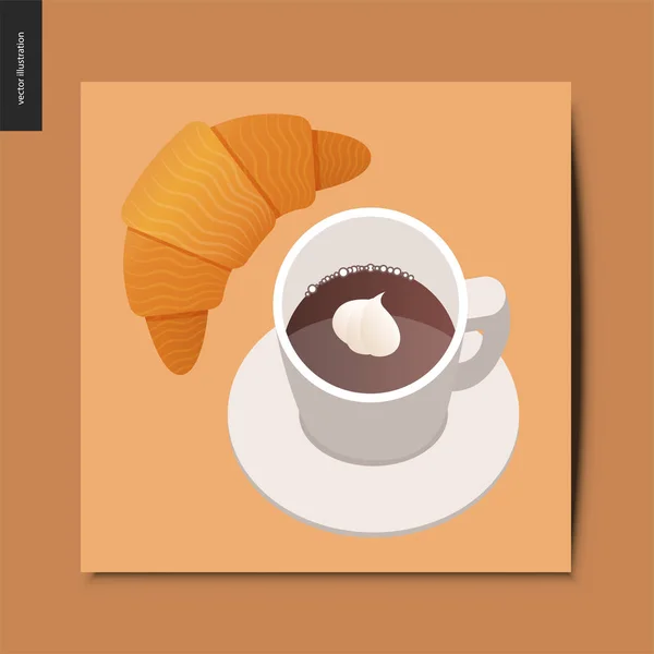 简单的东西-羊角面包和咖啡 — 图库矢量图片