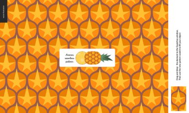 Gıda modelleri - meyve, ananas doku - Dikişsiz desen ananas kabuğu kabuğu dolu turuncu zemin üzerine sarı turuncu omurgalar, ananas görüntü Merkezi