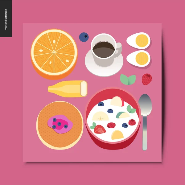 Cosas simples - composición del desayuno — Vector de stock