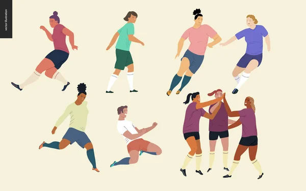 Fútbol europeo, conjunto de jugadores de fútbol — Vector de stock