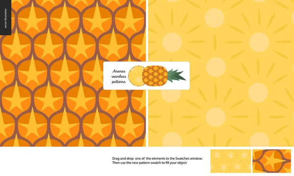 Modèles alimentaires, fruits, ananas — Image vectorielle