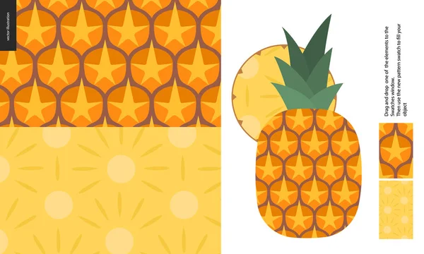 Modèles alimentaires, fruits, ananas — Image vectorielle