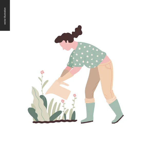Menschen Sommer Gartenarbeit — Stockvektor