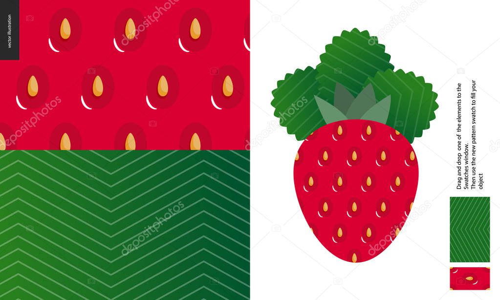 Food patterns, fruit, strawberry