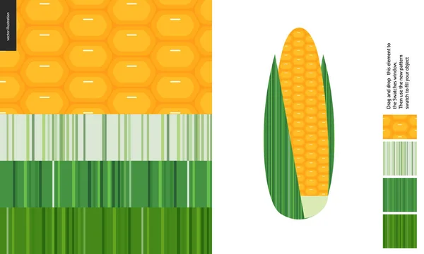 Modèles alimentaires, légumes, maïs — Image vectorielle