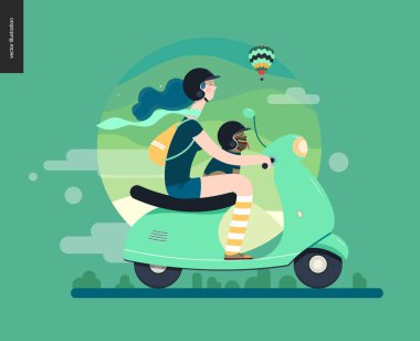 bir scooter üzerinde kız