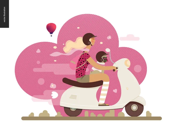 Girl on a scooter — Stock Vector