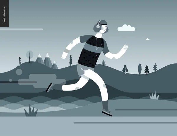 跑步者-锻炼的人 — 图库矢量图片