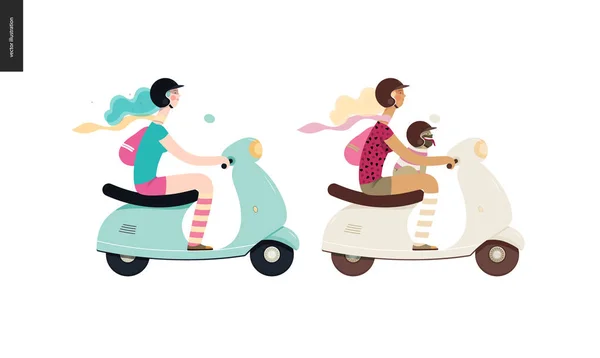 Girl on a scooter — Stock Vector