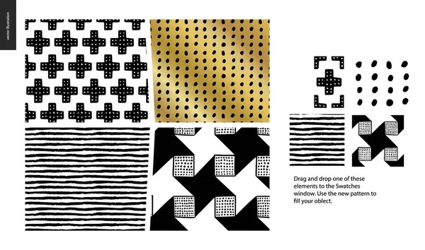Padrões desenhados à mão - peças —  Vetores de Stock