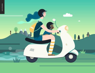 bir scooter üzerinde kız