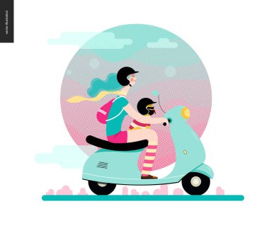 bir scooter üzerinde kız