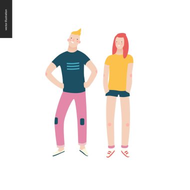 Parlak insanlar portreler - genç erkek ve kadın