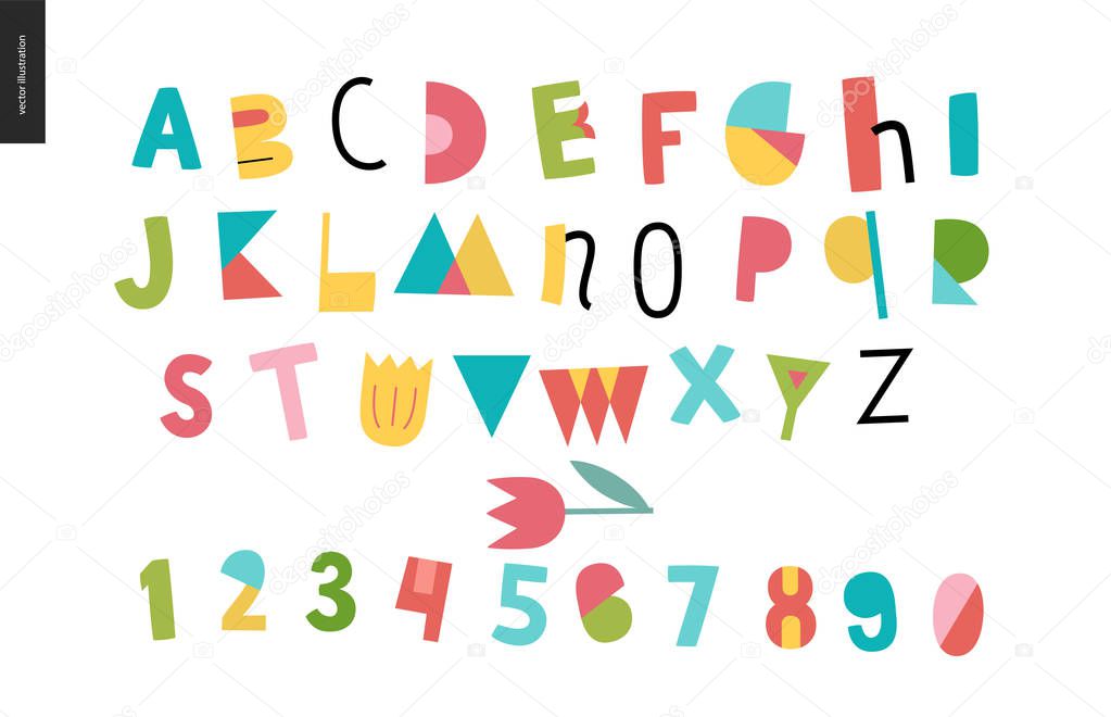 Kids flat alphabet set