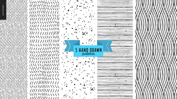 Hand drawn black and white pattern — Stock Vector