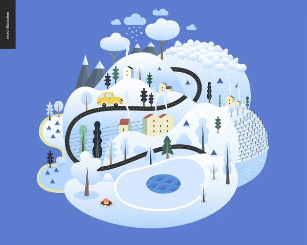 Paisaje mágico invierno — Vector de stock