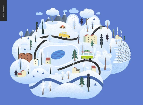魔法の冬の風景 — ストックベクタ