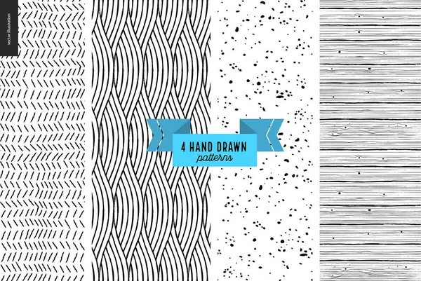 Hand drawn black and white pattern — Stock Vector