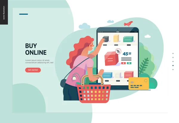 Serie de negocios - comprar online shop web template — Vector de stock