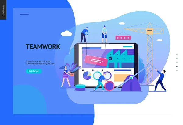 ビジネス シリーズ - チームワークとコラボレーション web テンプレート — ストックベクタ
