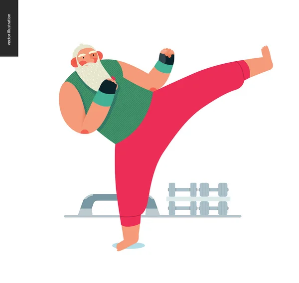 Sporting Santa - kickboxing aerobic — Stock Vector