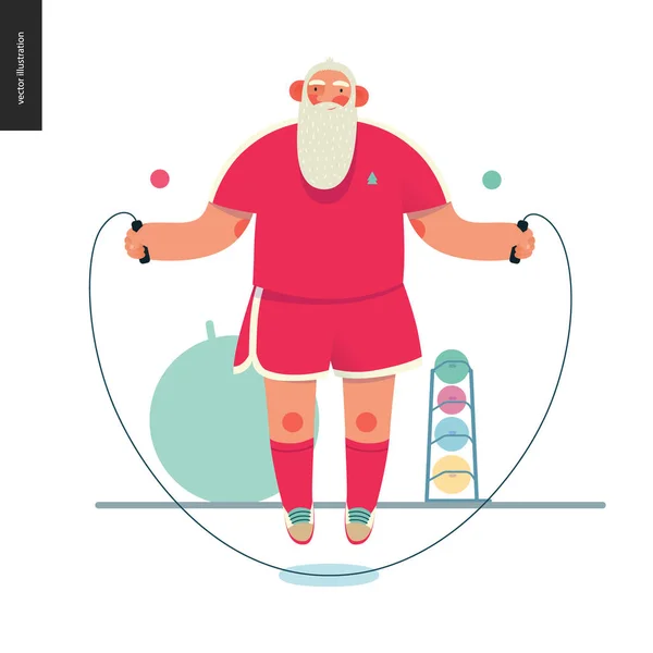 Sporting Babbo Natale - salto in corda — Vettoriale Stock