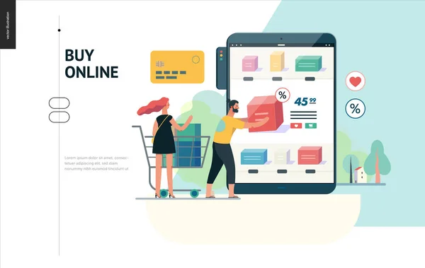 Serie de negocios - comprar online shop web template — Archivo Imágenes Vectoriales