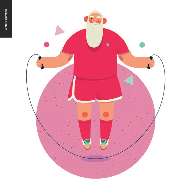 Sportieve Santa - touw springen — Stockvector