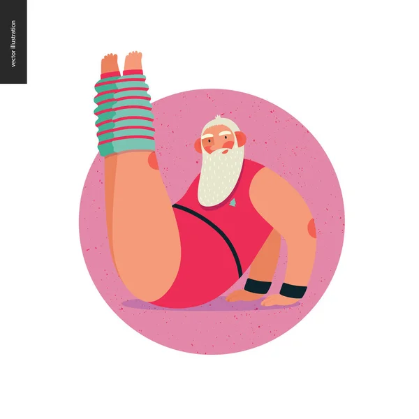 Sporting Santa Aerobics Modern Flat Vector Concept Illustration Cheerful Santa — Stock Vector