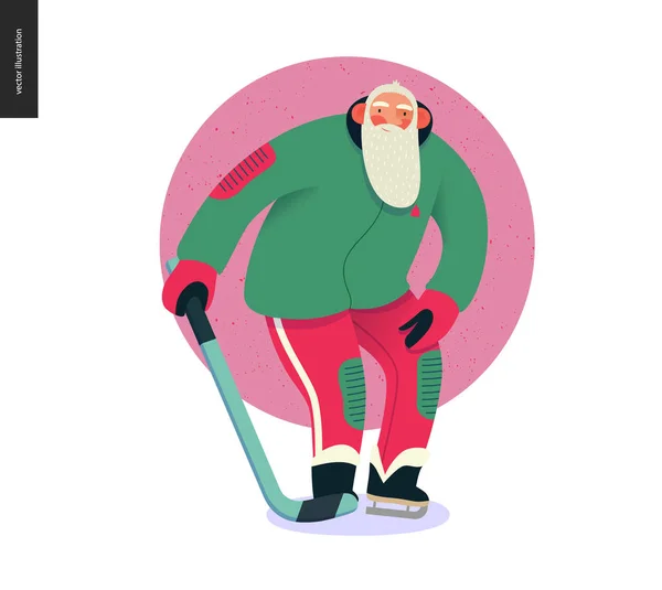 Sporting Santa - hockey sobre hielo — Archivo Imágenes Vectoriales