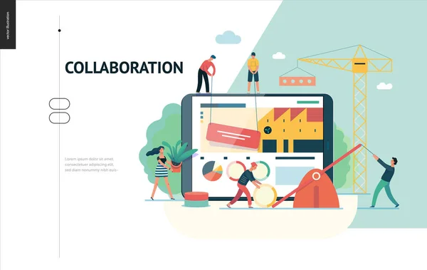 Business series - teamwork and collaboration web template — Stock Vector