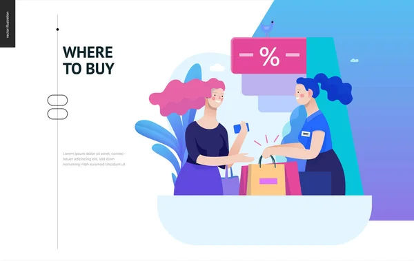 Série de negócios - onde comprar modelo web —  Vetores de Stock